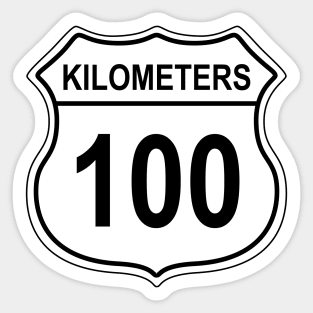 100 Kilometer US Highway Sign Sticker